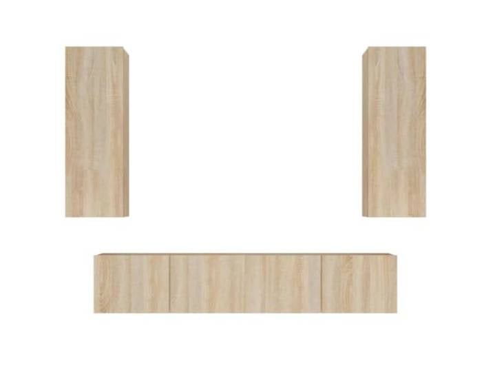 Makastle TV-Schrank Set 4-TLG. Sonoma-Eiche Holzwerkstoff