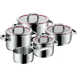 WMF Function Kochgeschirr-Set 9-teilig, Edelstahl, kühle Griffe, innere Messmarkierungen, Pfannenset + Topfset, Silber