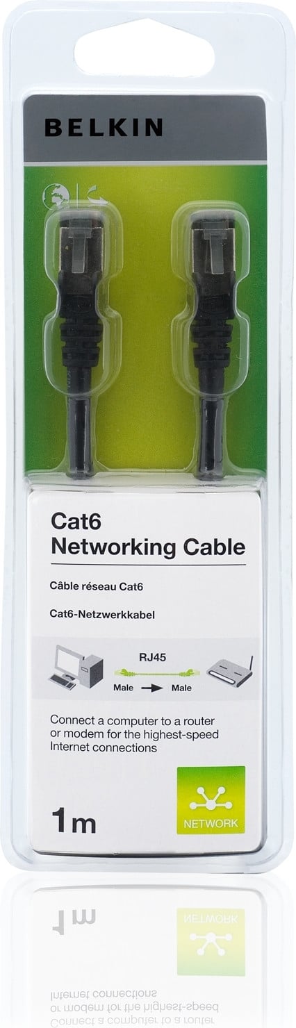 Belkin CAT6 SNG-SHD netwerkkabel RJ45M, 1 meter, zwart