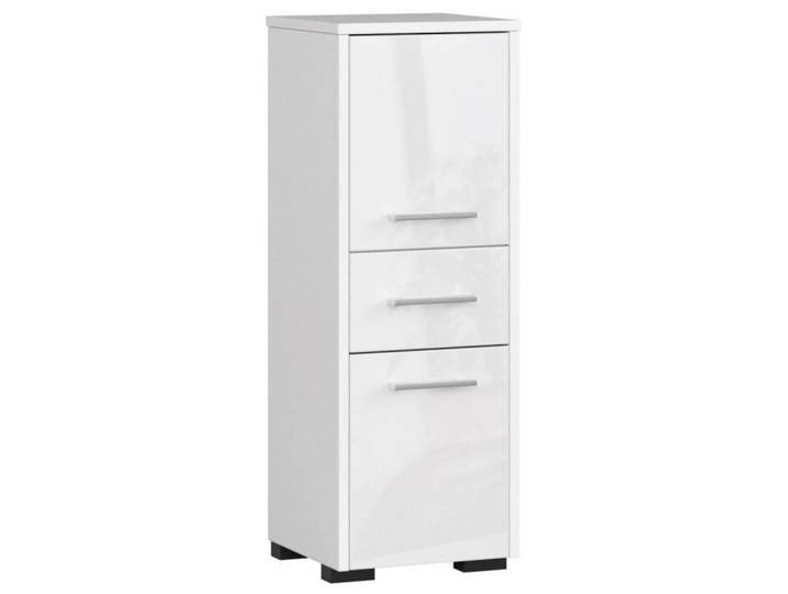 Akord Unterschrank Weiß, Weißglanz 30x30x85 cm, Weiß, Weiß Hochglanz, 1 Schubladen, Rechteckig,Quadratisch, 30x85x30 cm, Badezimmer, Badmöbel, Unterschränke