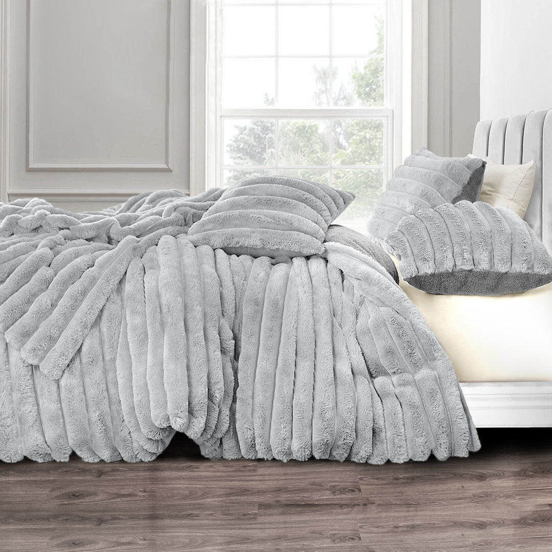 Velosso Polyester Solid Colour Duvet Cover Set Silver King Duvet Cover + 2 Standard Pillowcases