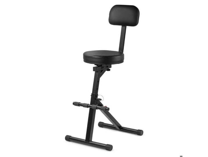 Vonyx GST15 Tabouret de Guitariste avec Dossier - 5 Hauteurs Réglables Mousse à Mémoire de Formes Maxi 100kg