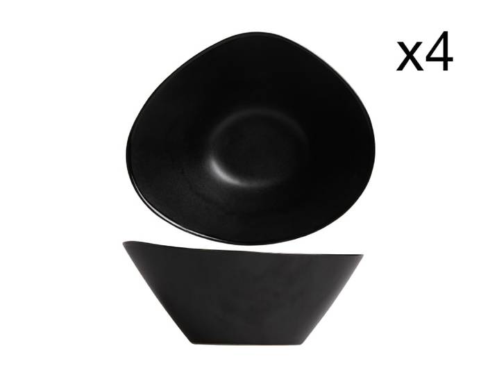 Lot de 4 Saladiers en Grès, noir, 20,3X17,8XH8,3 cm