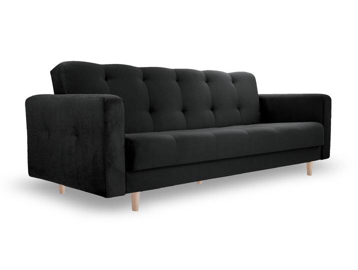 Sofa LIZBONA Schwarz (Kronos 07) Buchenholz (hell)