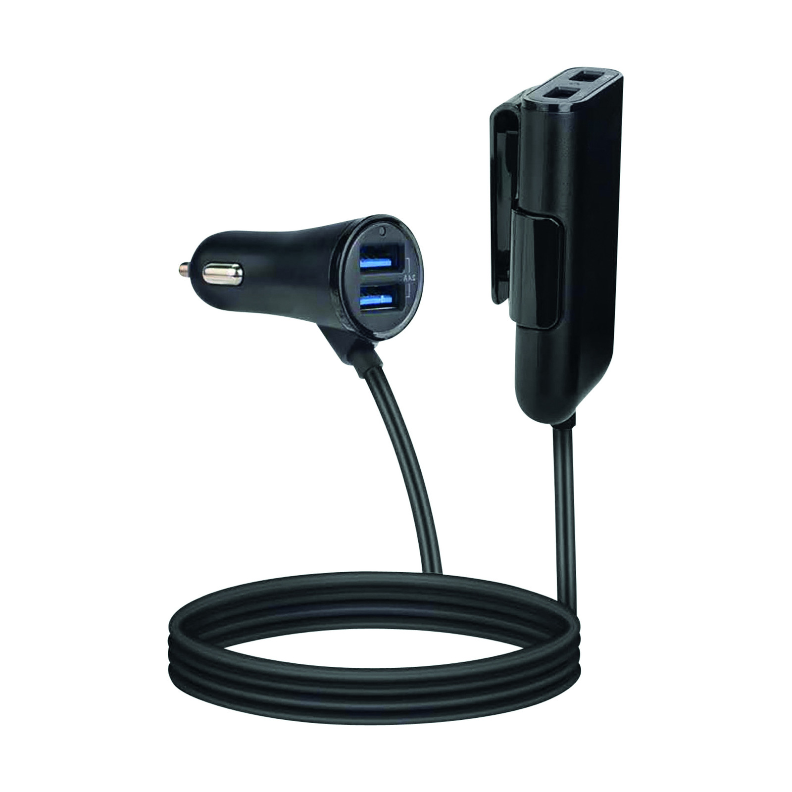Celly CC4USBEXTBK Auto USB-oplader via sigarettenaansteker, 4,8 A, 1,6 m, Zwart