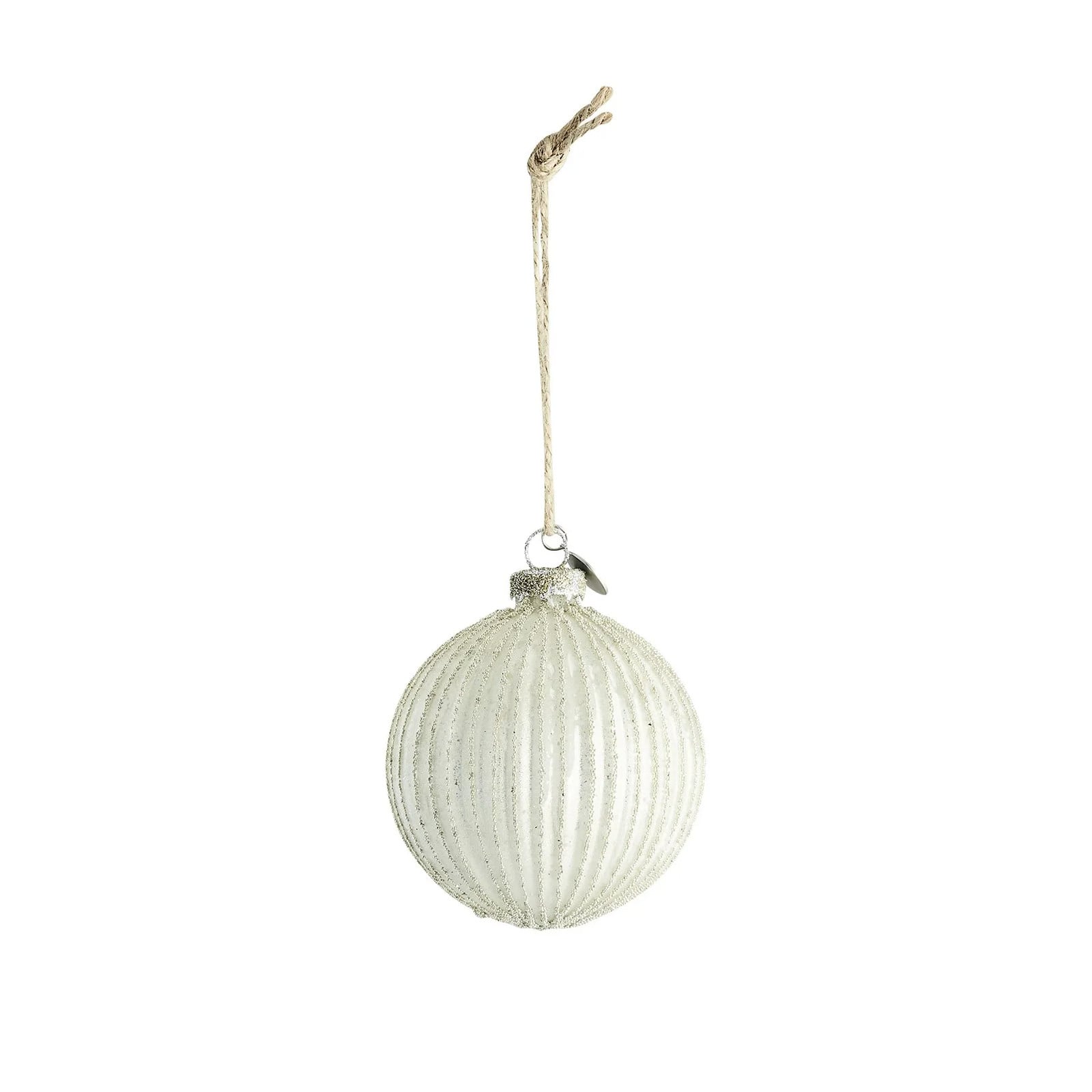 Lene Bjerre Norille kerstbal Antique white-silver Ø8 cm