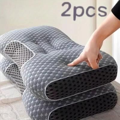 Uplifted Finds Knitted Neck Protection Sleep Pillow With Moisture Absorbing Core 2 Pcs Purple