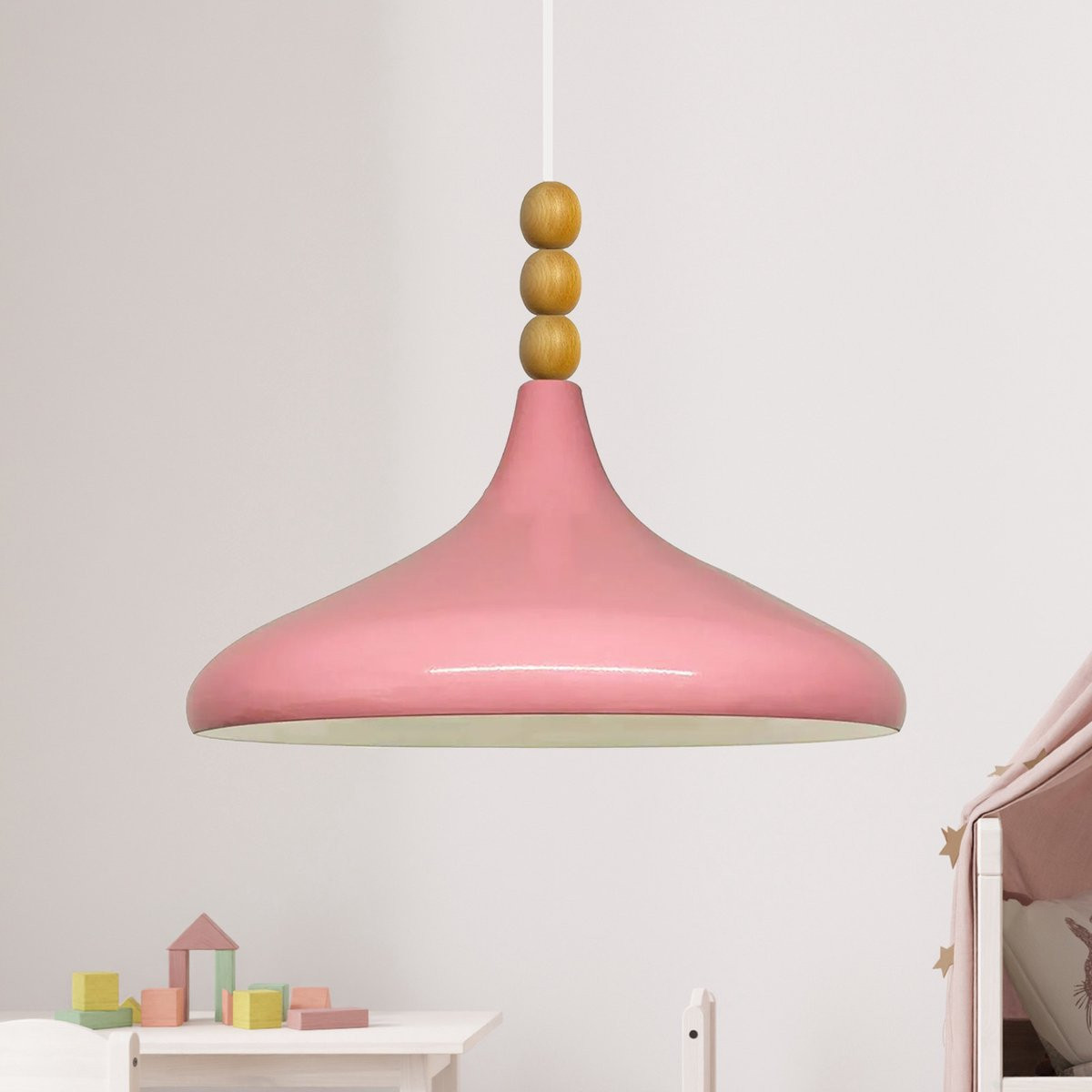Bamyum Champion hanglamp, industriële moderne stijl, roze metalen lamp, Ø35 cm