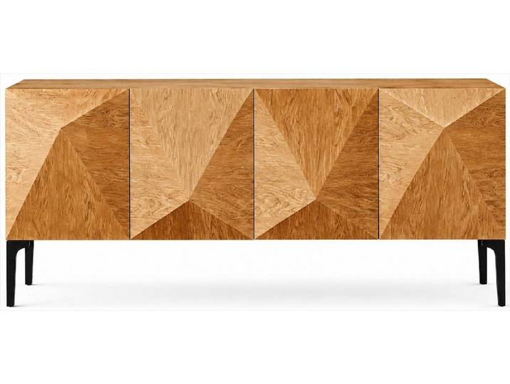 Xlmoebel Sideboard Sideboard Braun Schwarz Holz Modern Geometrische Front Kommode (1 St., 1-tlg)