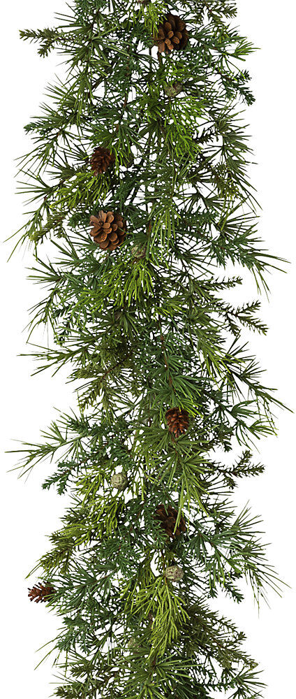 kaiserkraft Zedernmix-Girlande mit Zapfen, geeiste Optik, Länge 187 cm