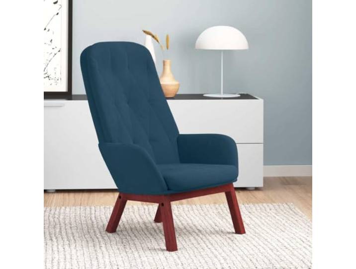 Relaxsessel Blau Samt Holz- und Metallrahmen,weicher Samtbezug,dekorative Rückenlinien,Arbeiten und Ausruhen