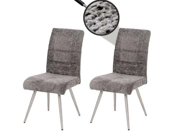 Mendler 2er-Set Esszimmerstuhl HWC-G55 Edelstahl - dunkelgrau