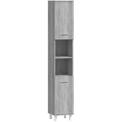 Helloshop26 - Praktischer Design-Badezimmerschrank zur Aufbewahrung 30 x 30 x 179 cm aus grauem Holzwerkstoff