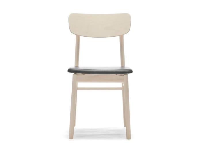 Stolab Chaise Prima Vista en bouleau huilé blanc Cuir Elmosoft 99001 noir
