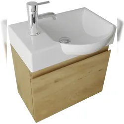 Alpenberger Gäste-WC Waschtisch mit Unterschrank | Waschbecken mit Waschbeckenunterschrank Vormontiert | Soft-Close-Funktion Badezimmermöbel Set