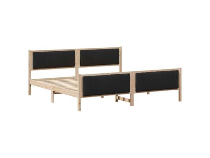 PUGYNBK Bettgestell aus Kiefernholz, 200 x 200 cm Gepolstertes Kopfteil, ohne Lattenrost, Wandmontage, mattes Finish