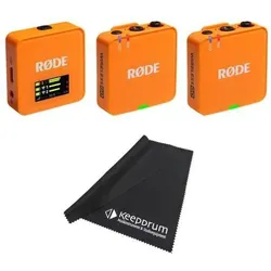RØDE Mikrofon-Funksystem Wireless GO Gen 3 Orange mit Tuch, Mikrofon