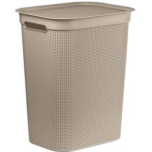 Rotho Wäschekorb Brisen, cappuccino, mit Deckel, aus Kunststoff, 43,1 x 52,9 x 34 cm, 50 Liter