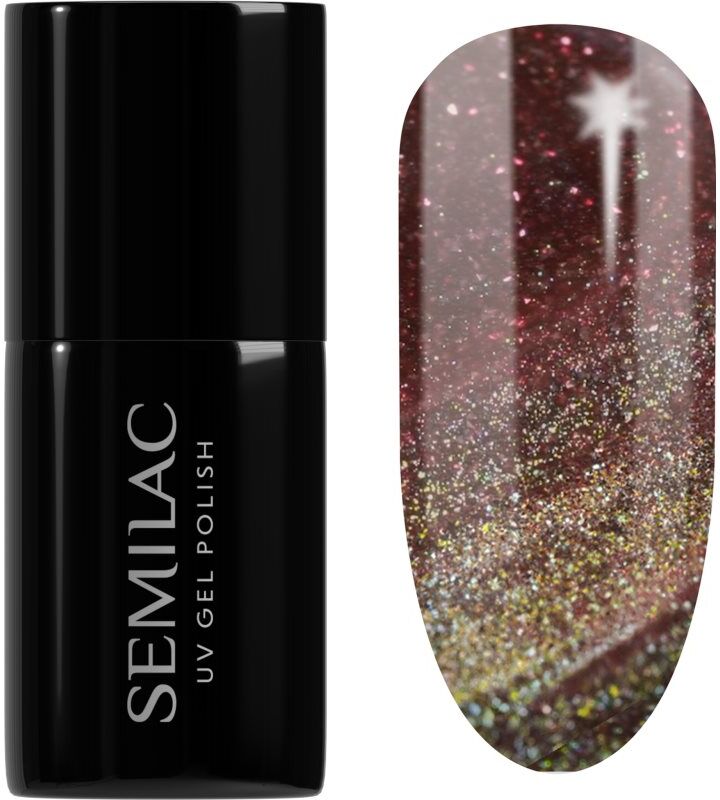 Semilac UV Hybrid Galaxy Flash gel nail polish for UV/LED hardening shade 824 Digital Red 7 ml