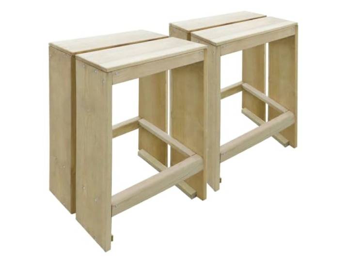 Garten-Barhocker 2 Stk, Imprägniertes Kiefernholz, Barstuhl mit Fußstütze Verrottungsfest, langlebig, Fußstützen, einfache Montage, Naturholz, max. 110 kg, für Außenbereiche