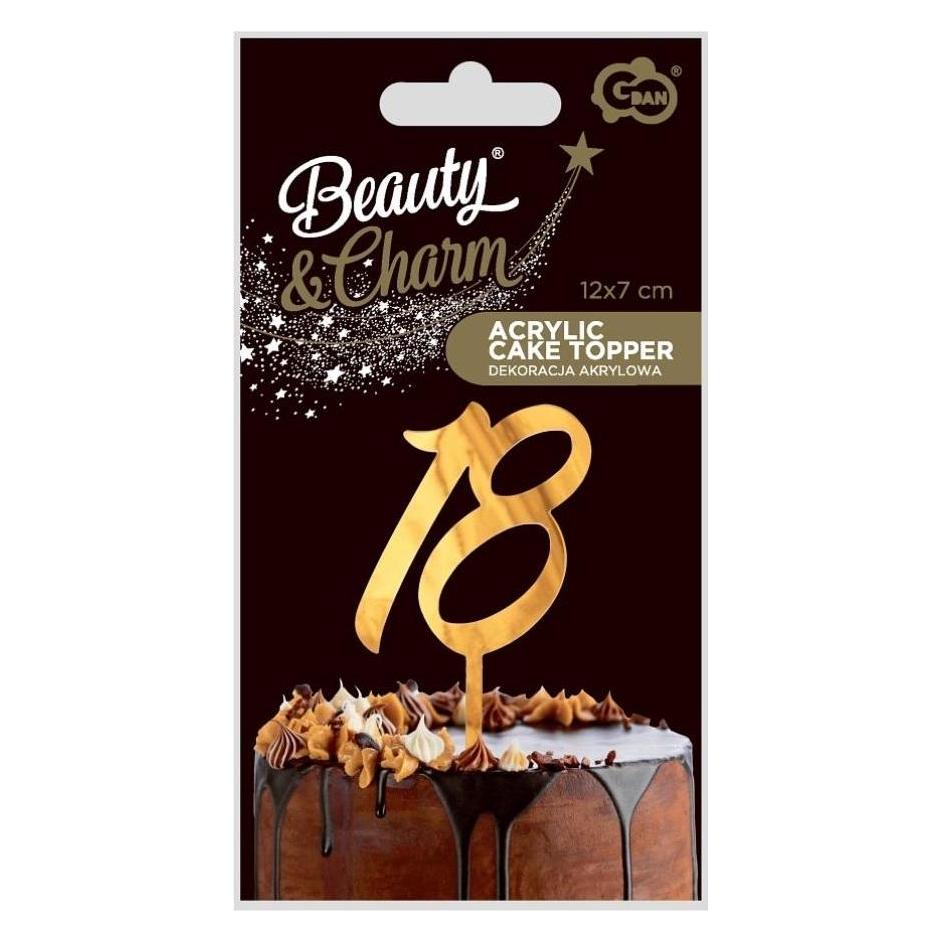 GoDan Acryldekoration für eine goldene Torte zum 18. Geburtstag (1 Stk.) (41310060)