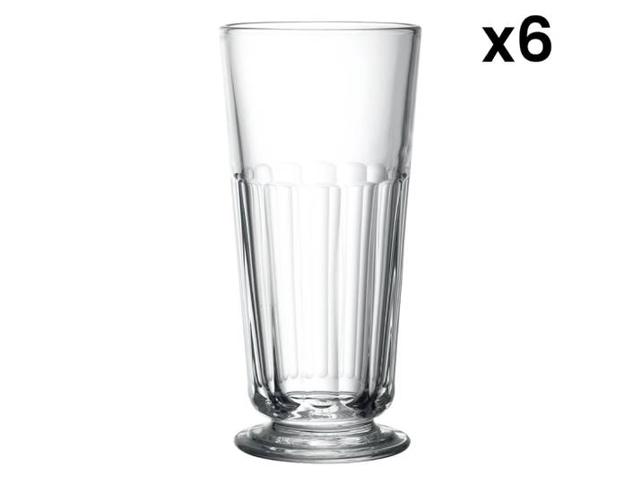 Lot de 6 verres long drink en verre transparent