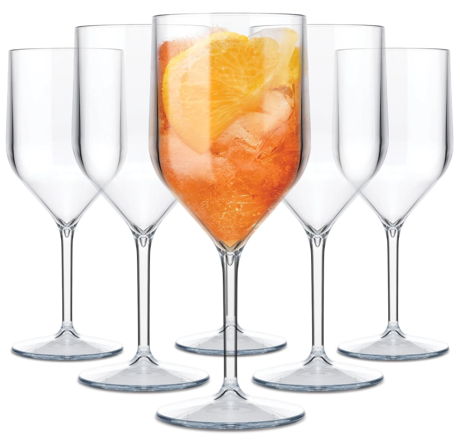 Set van 6 plastic wijnfluiten van 25 cl