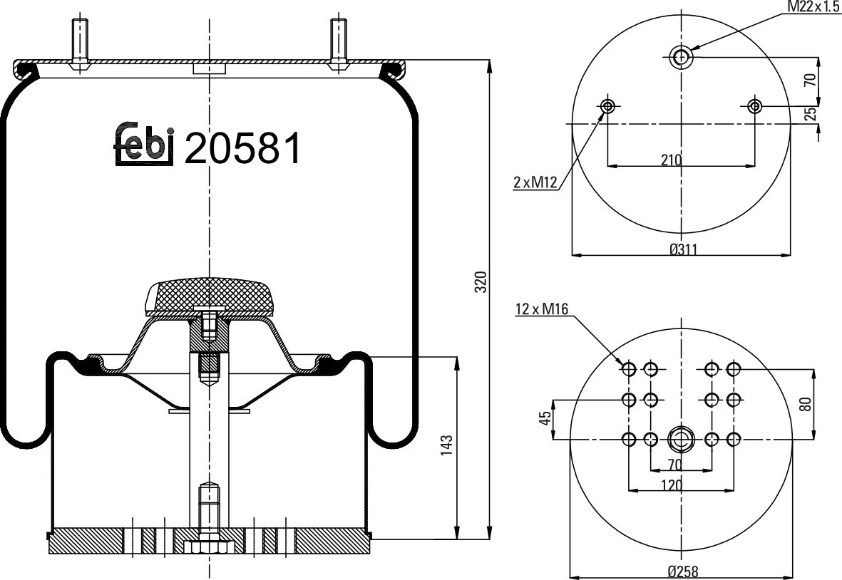 Febi Bilstein Federbalg, Luftfederung 20581 256mm