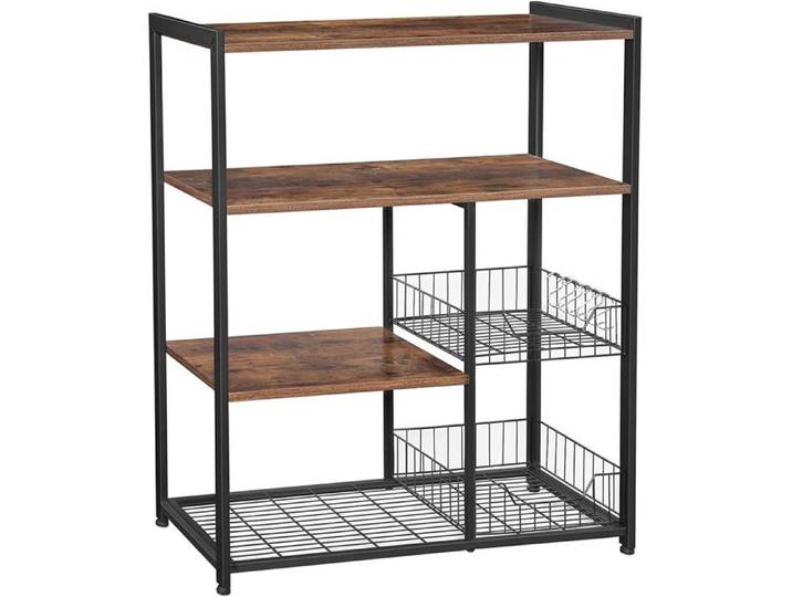 Étagère cuisine rangement four micro onde style industriel marron et noir 12_0000547