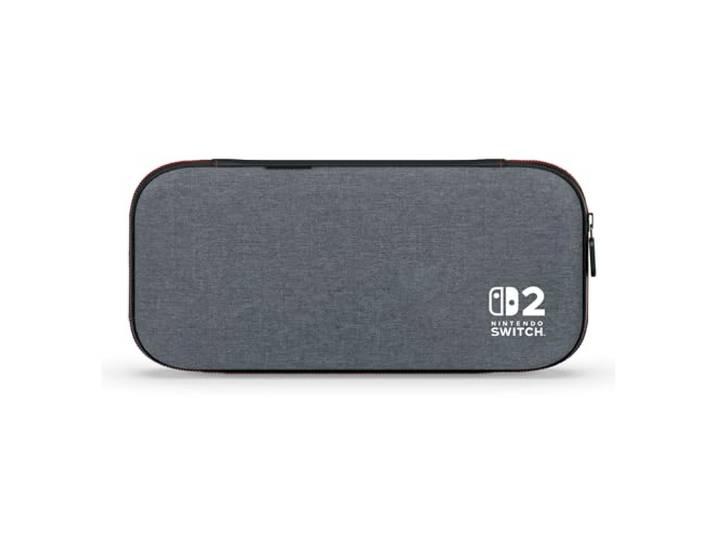 PowerA dunne beschermhoes voor Nintendo Switch 2 - Donkergrijs, officiële licentie, beschermhoes, plaats voor 10 gamecards, gevoerde screen protector, ingebouwde speelstandaard