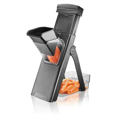 Gemüsehobel GEFU "All-in-One, praktischer Gemüse-Hobel, sparsam verstaubar", schwarz, B:13cm L:42cm T:31cm, Kunststoff, Küchenreiben, Gemüsehobel, leichtes Verstellen der Klingen durch Drehräder auf der Rückseite