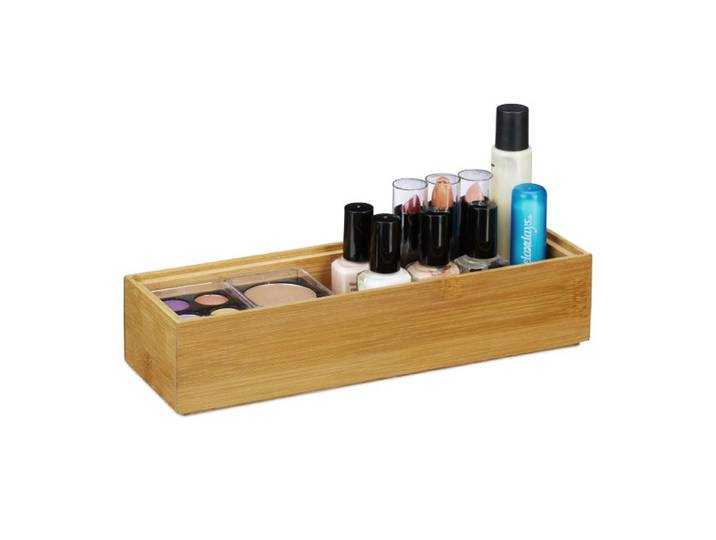 Relaxdays 4x Boîtes de rangement bambou nature