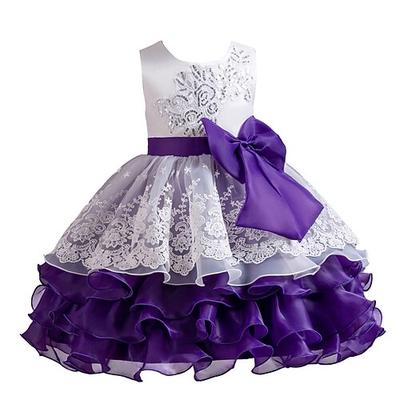 kinderkleidung Mädchen Cosplay-Kleid Party Kleid Farbblock Ärmellos Leistung Weihnachten Gitter Rückenfrei Patchwork Schön Süß Polyester Maxi abendkleider Schaukelkleid Tüll-Kleid Winter 4-12 Jahre
