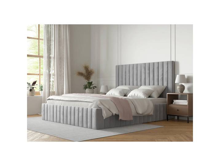 Boxxx Polsterbett, Hellgrau, Birke, Schichtholz, 180x200 cm, gepolstertes Kopfteil, in verschiedenen Größen erhältlich, Schlafzimmer, Betten, Polsterbetten