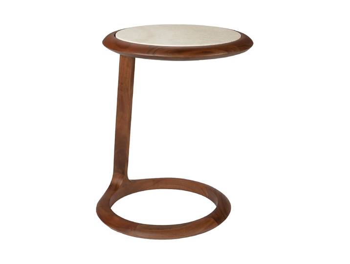 Runder Design Beistelltisch „Doppio“ Marmor Braun, Weiss Zuiver