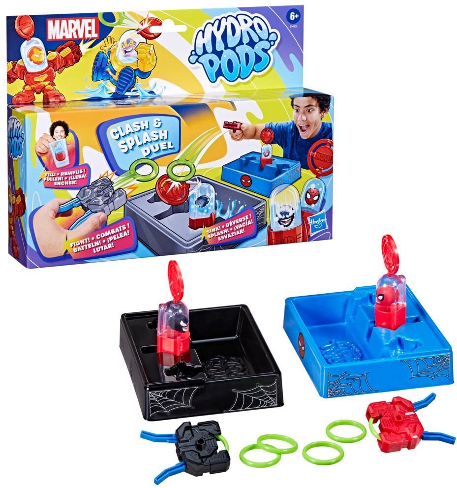 Hasbro Marvel Hydro Pods Clash ; Splash Duel Battle Playset for Kids - Includes Spider-Man and Venom Characters - Ages 6 and Up