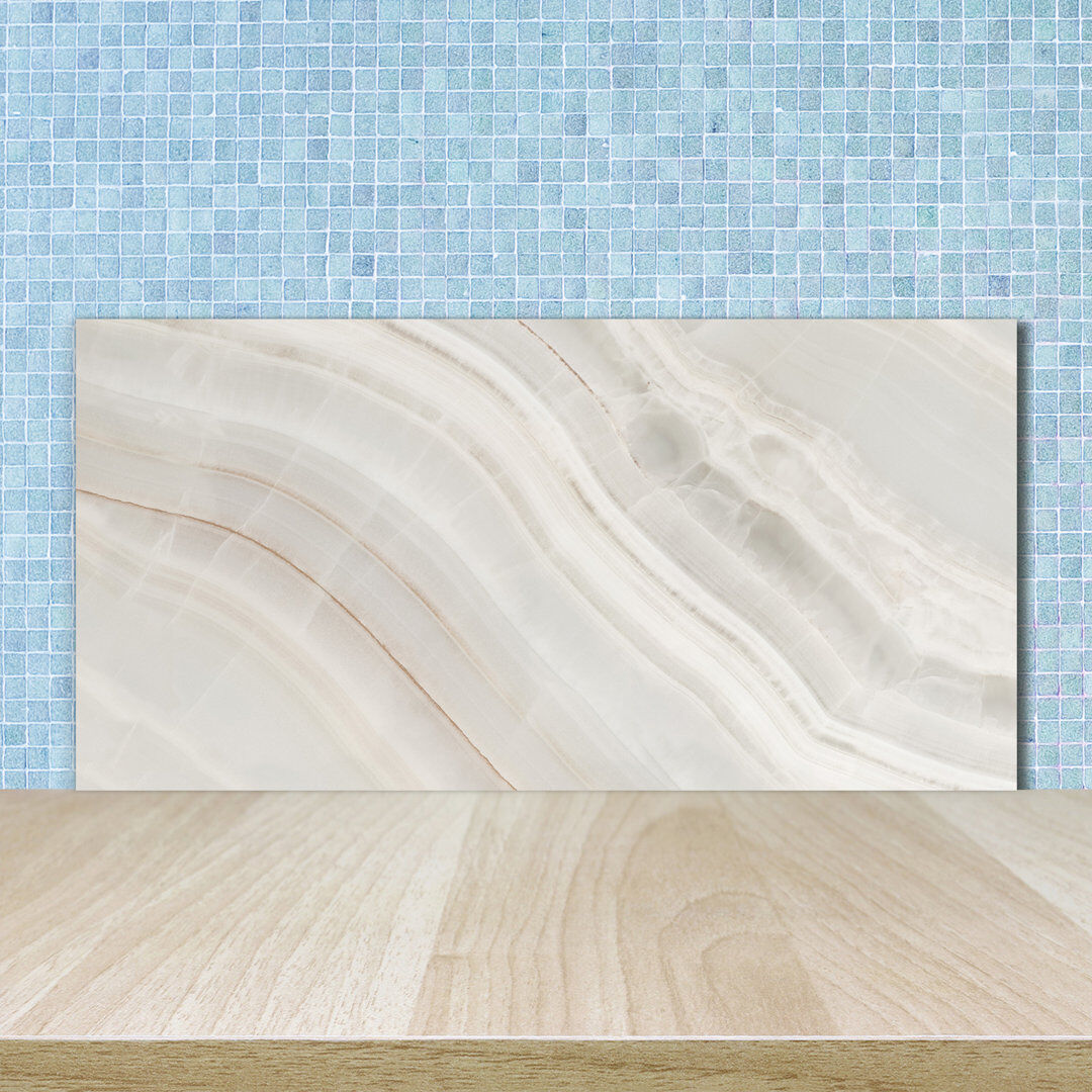 Ivy Bronx 50cm W x 100cm L Glass Peel and Stick Panel Grey Kitchen