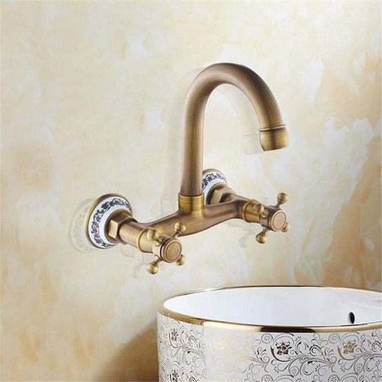 Kalt- und Warmwasser-Mischkran für Wand mit 2 Handgriffen und Drehbarer Wassertisch