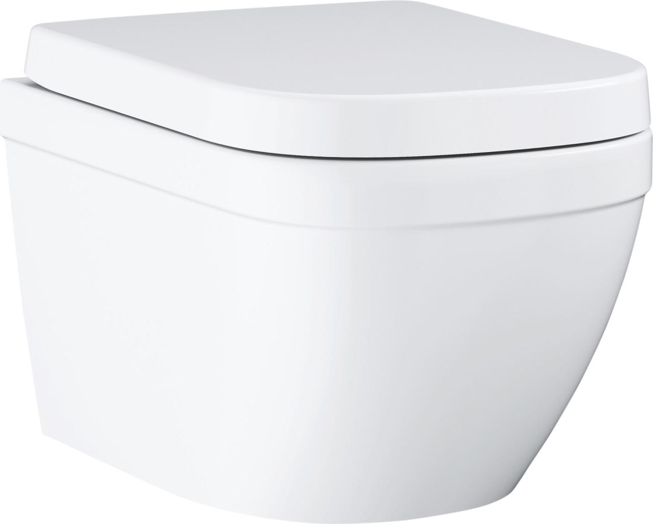Wand-Tiefspül-WC Euro inkl. WC-Sitz weiß spülrandlos