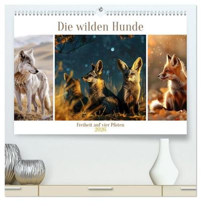 Die wilden Hunde (hochwertiger Premium Wandkalender 2026 DIN A2 quer), Kunstdruck in Hochglanz