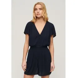 Superdry für Damen. W8011667A Kurzärmeliger marineblauer Strand-Overall (M), Lässig, Viskose, Kurzarm