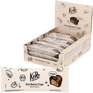 KoRo Pralinen Nut Butter Cups Salty Pistachio, 36 Stück, BIO, mit cremiger Pistazienfüllung, je 3 Stück a 13 g, 12 Pack