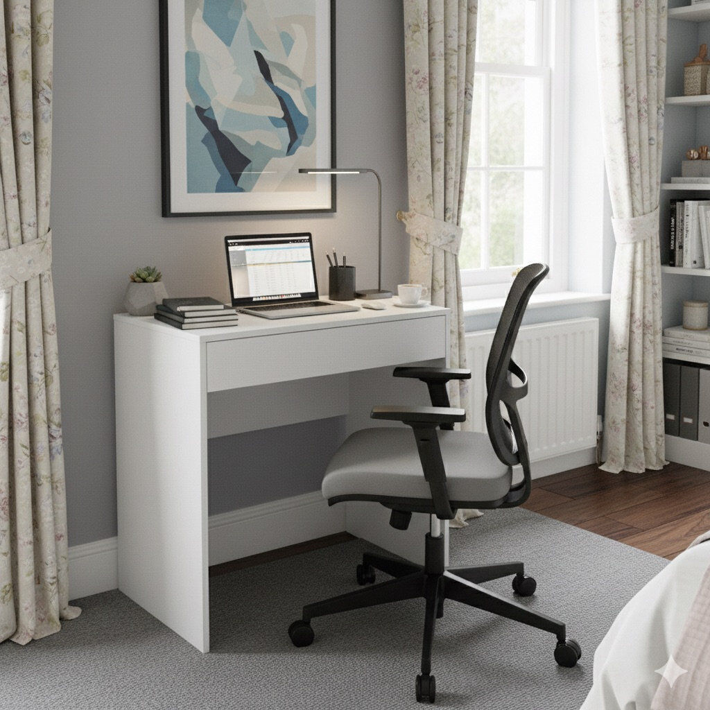 Metro 75cm Wide Compact Computer Desk with 1 Drawer White 75cm H X 75cm W X 50cm D