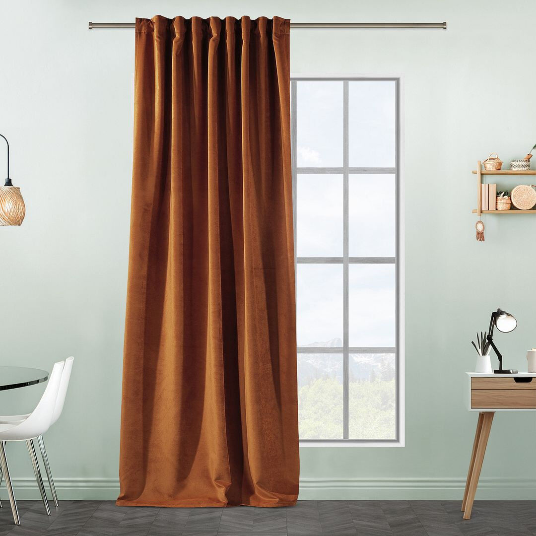 Lilijan Home & Curtain Extra Long & Extra Wide Matte Velvet Curtain Panel 59 SPICE 130cm Width x 175cm Drop