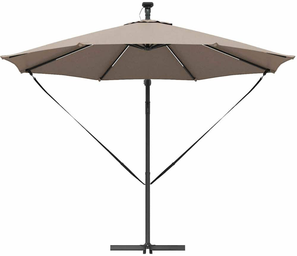 Latitude Run Umbrella with LED Strip Lights Polyester and Aluminium Outdoor Parasol Taupe 248cm H x 294cm W x 294cm D