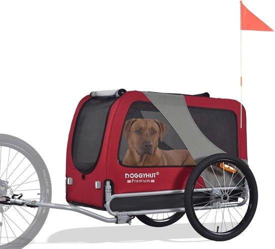 Famanu Hundeanhänger XL für große Hunde bis 45 kg - Fahrradanhänger für Hunde (rot/schwarz)