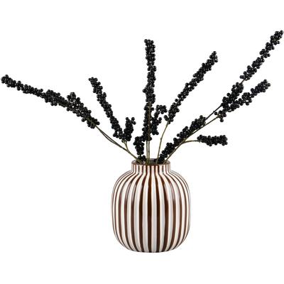 Dekovase MIRRORS AND MORE "SAVANNA", braun, B:19cm H:20,7cm, Keramik, Vasen, Dekovase mit Streifen