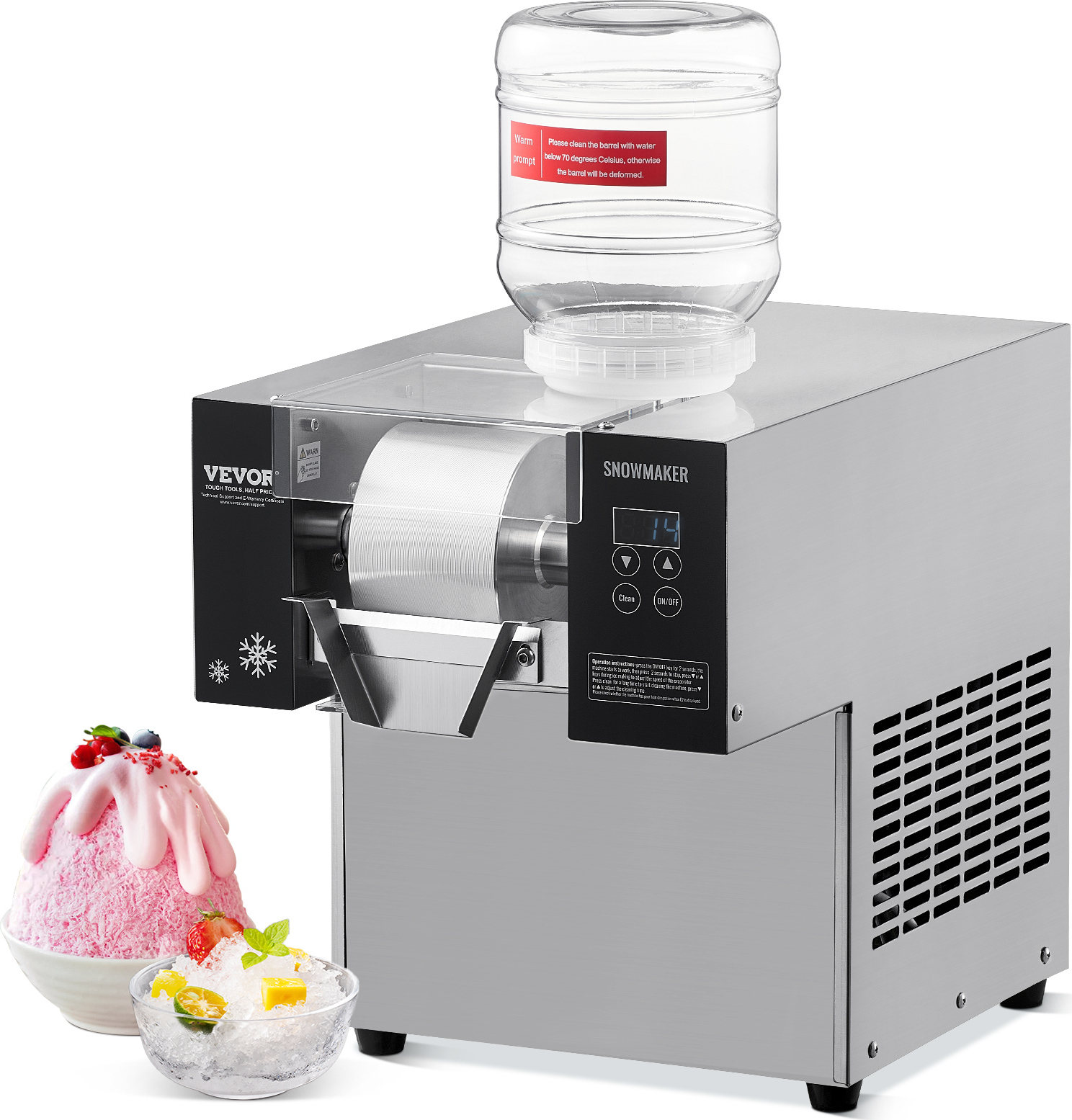 VEVOR Kommerzielle Schnee-Eismaschine, Schnee-Eismaschine, 80 kg/24 Stunden Schnee-Eismaschine, geschabte Eismaschine, elektrische Schneekegelmaschine