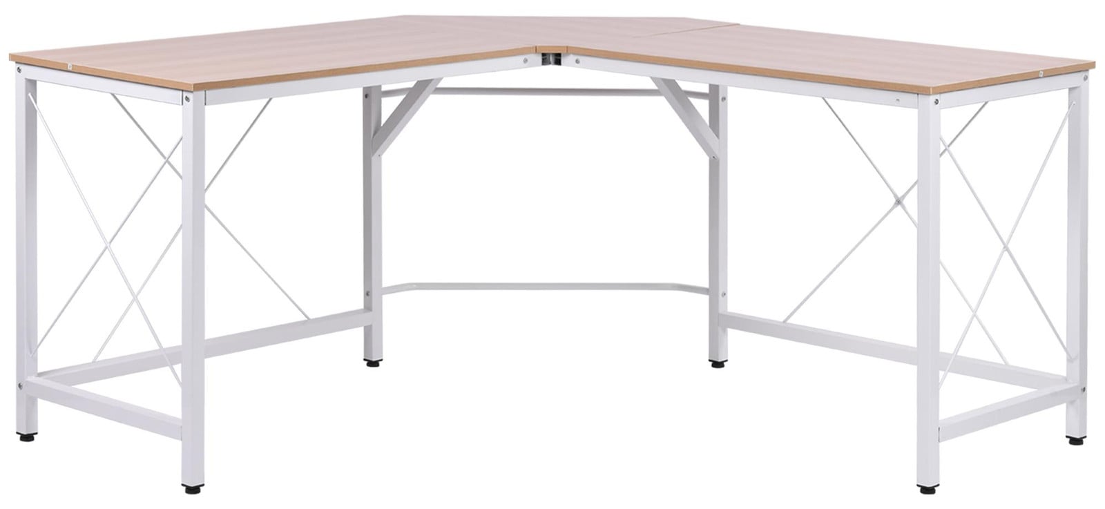 HOMCOM L-vormig computerbureau in naturel/zwart, Breedte: 150 cm, Diepte: 76 cm, Hoogte: 150 cm