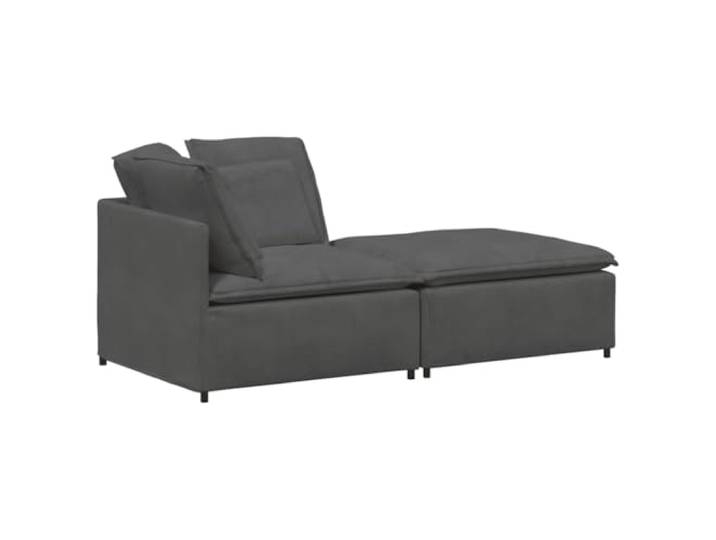 Makastle Modulares Ecksofa mit Fußhocker Cordstoff Dunkelgrau